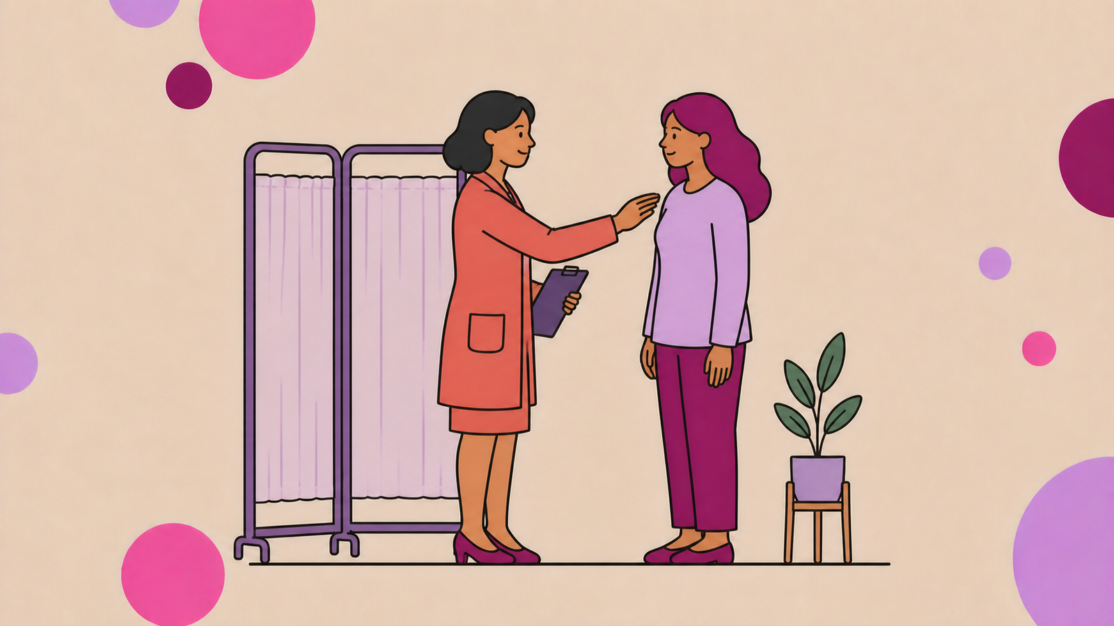 Ilustração de acolhimento em uma consulta de saúde